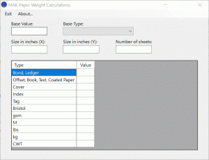 MAK Paper Weight Calculations Demo